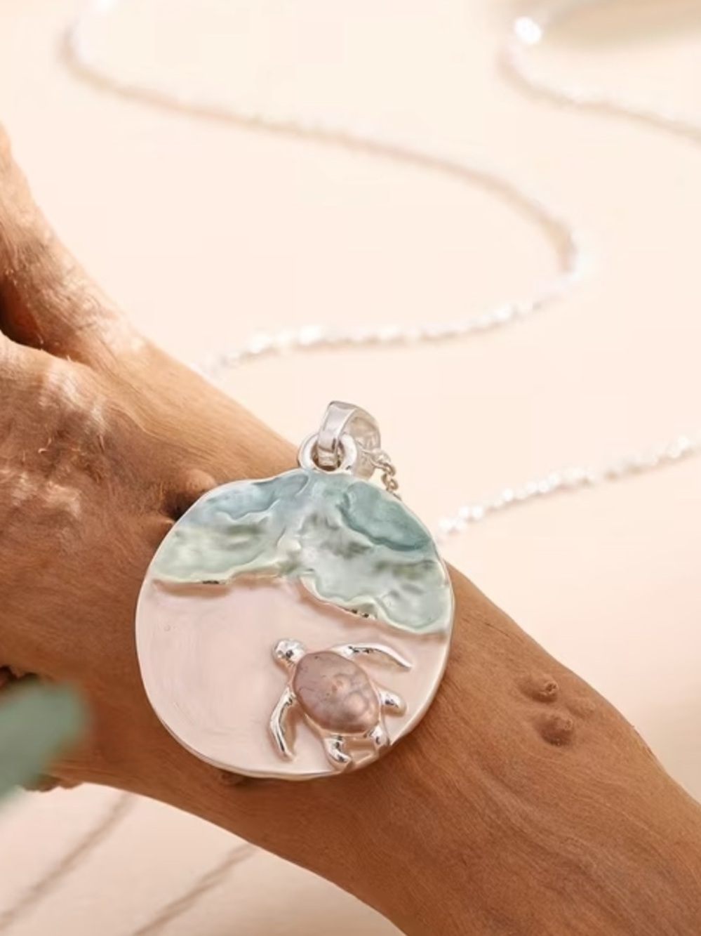 Turtle at the Beach Silver Toned Necklace - Picture 2 of 6